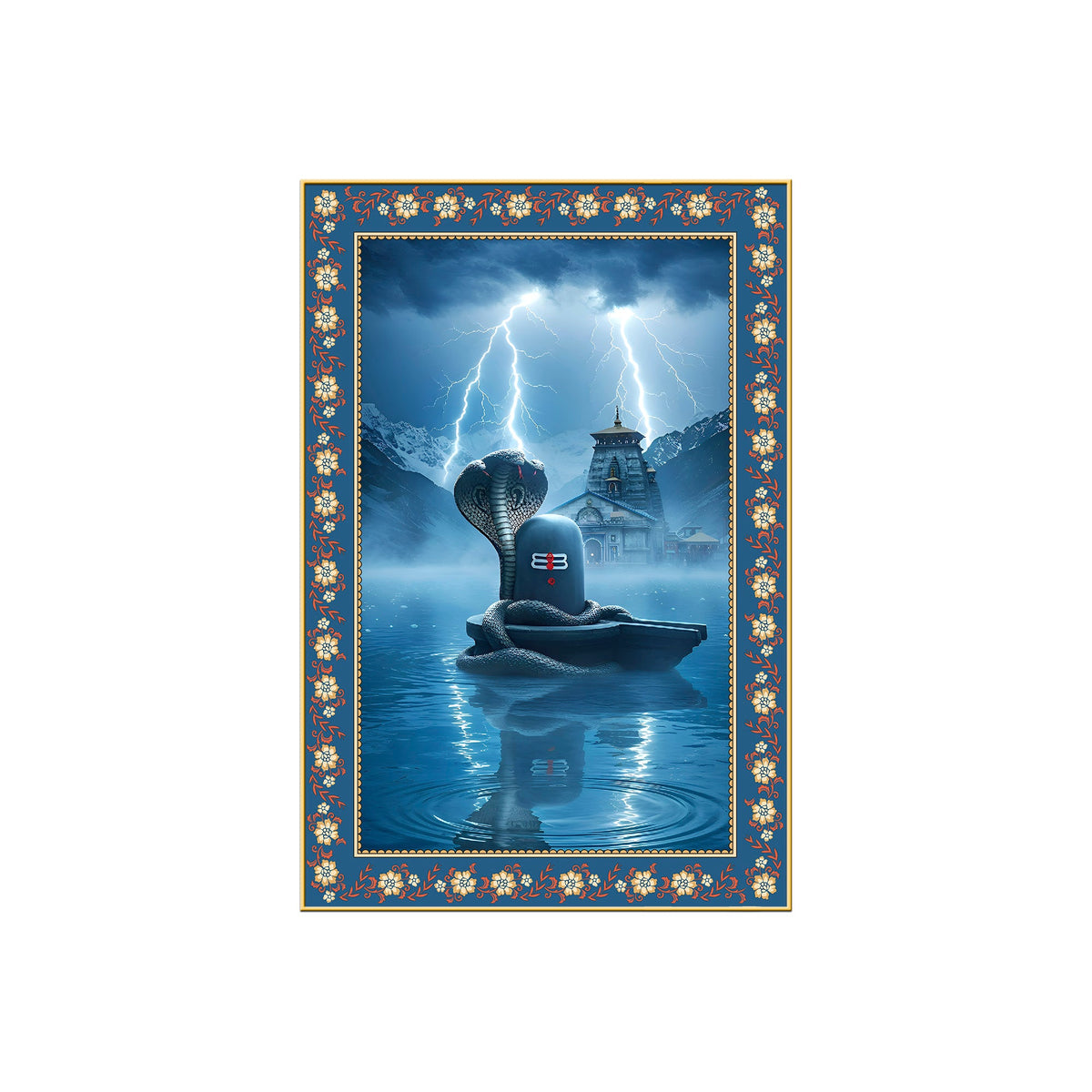 Symbol of Shiva’s Energy Floral Border Vertical Wall Painting