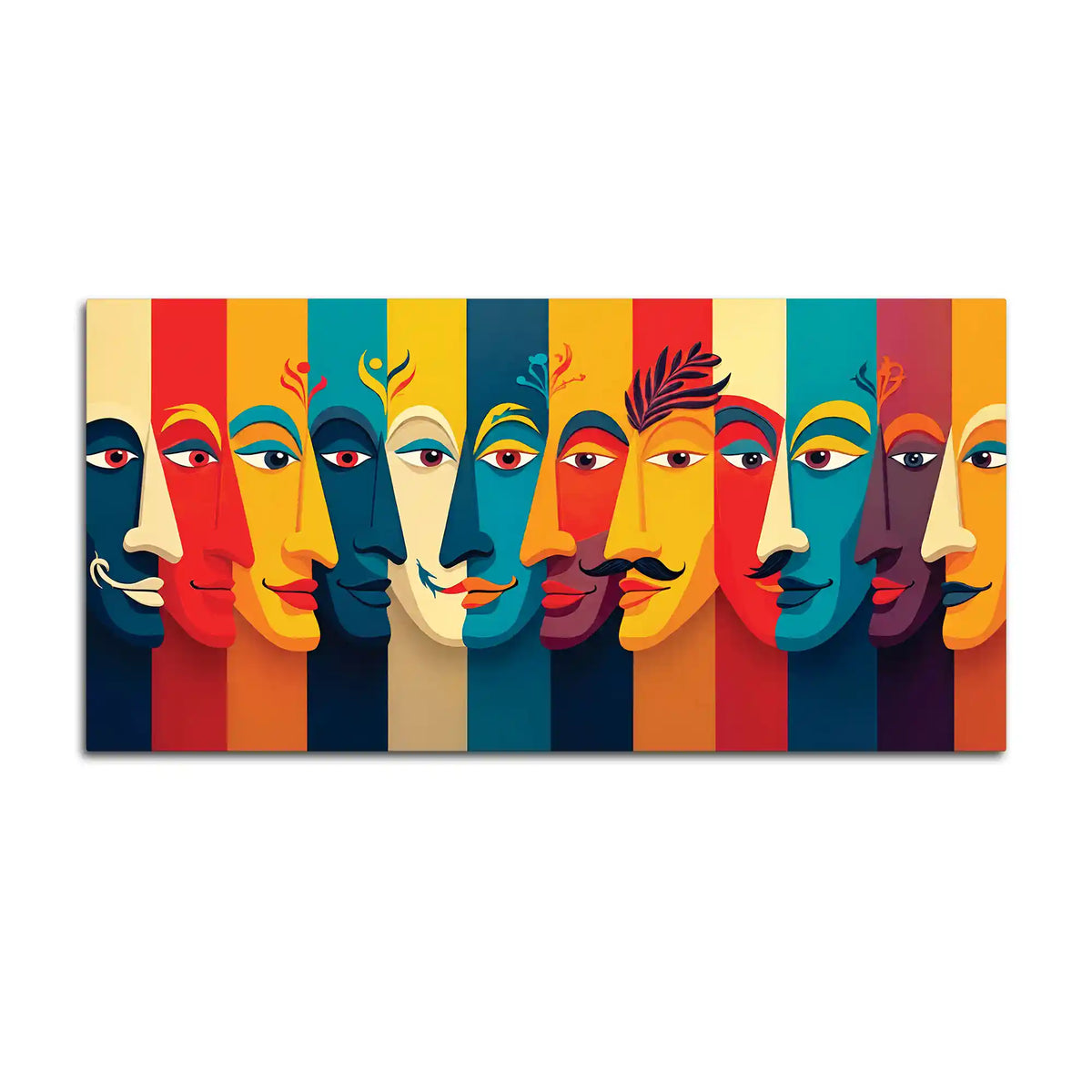 Symphony of Faces in Color and Expression Abstract Canvas Wall Painting