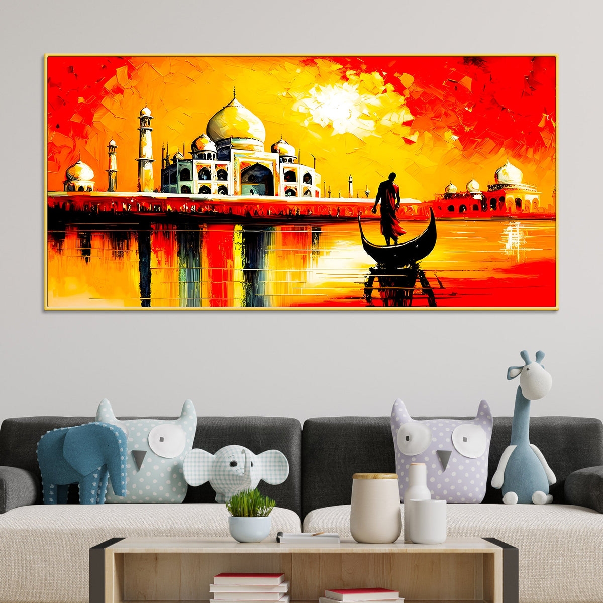 Taj Mahal Sunset Wall Art Painting for Home Decoration