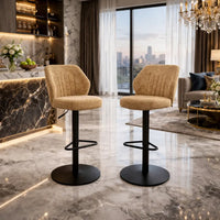 Tall Lounge Bar Chair with Cushioned Tan Brown Seat