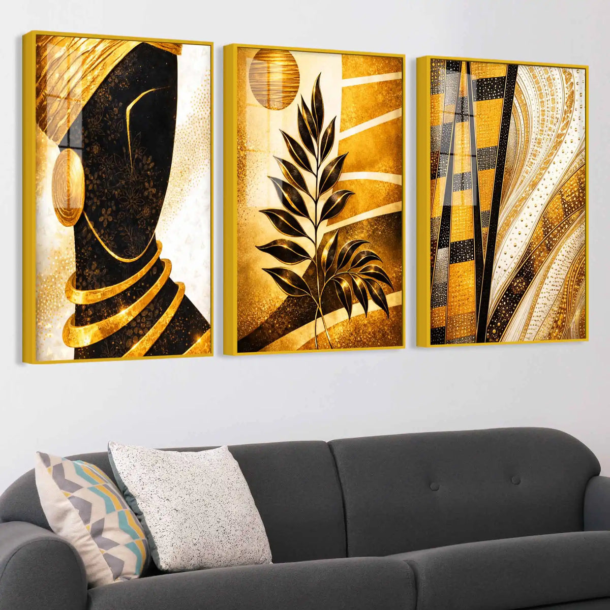 The Gilded Queen Acrylic Floating Frame Wall Painting Set of 3