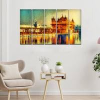 The Golden Temple Canvas Wall Painting Set of Five