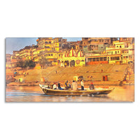 The Sacred Land Of Banaras Scenery Premium Canvas Wall Painting