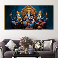 The Three Sacred Forms of Divine Ganesha Luxury Canvas Wall Painting for Home & Office Decor