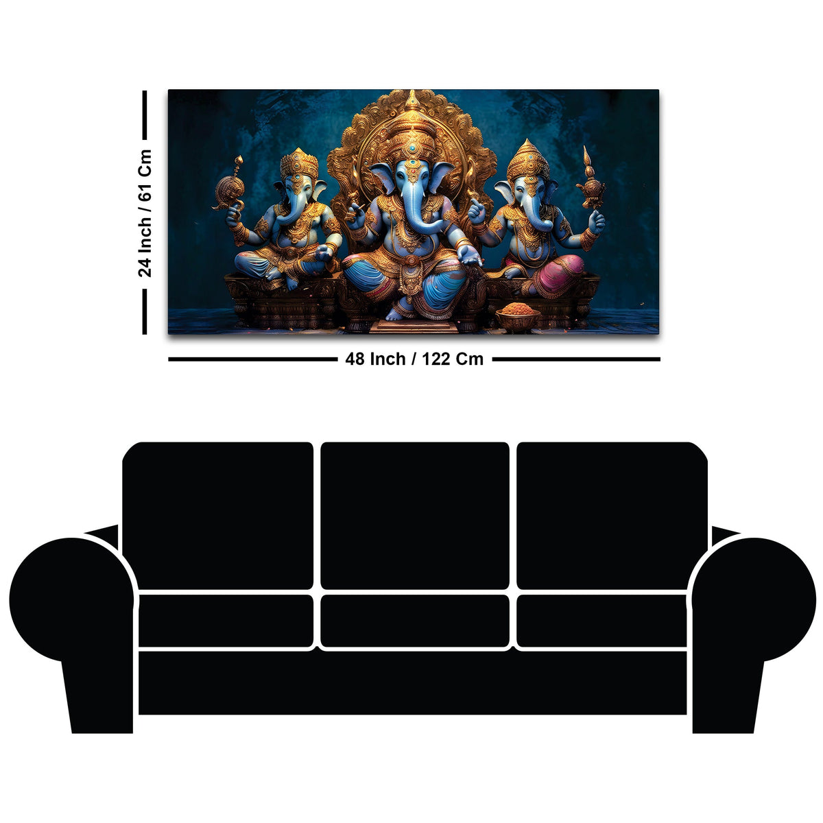 The Three Sacred Forms of Divine Ganesha Luxury Canvas Wall Painting for Home & Office Decor