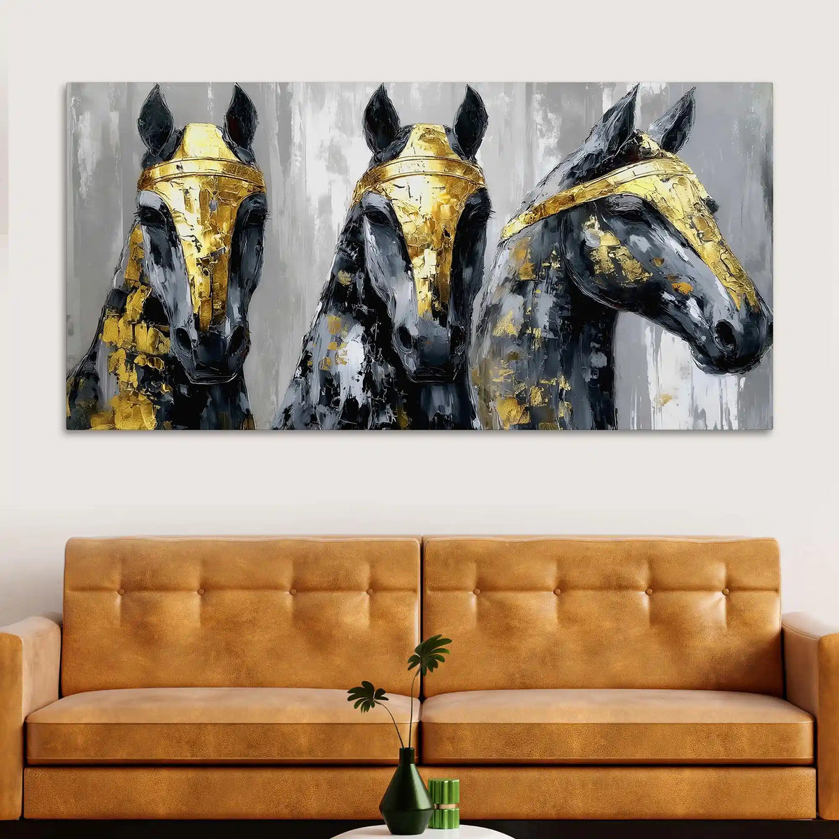 Three Horses Abstract Wall Canvas Painting