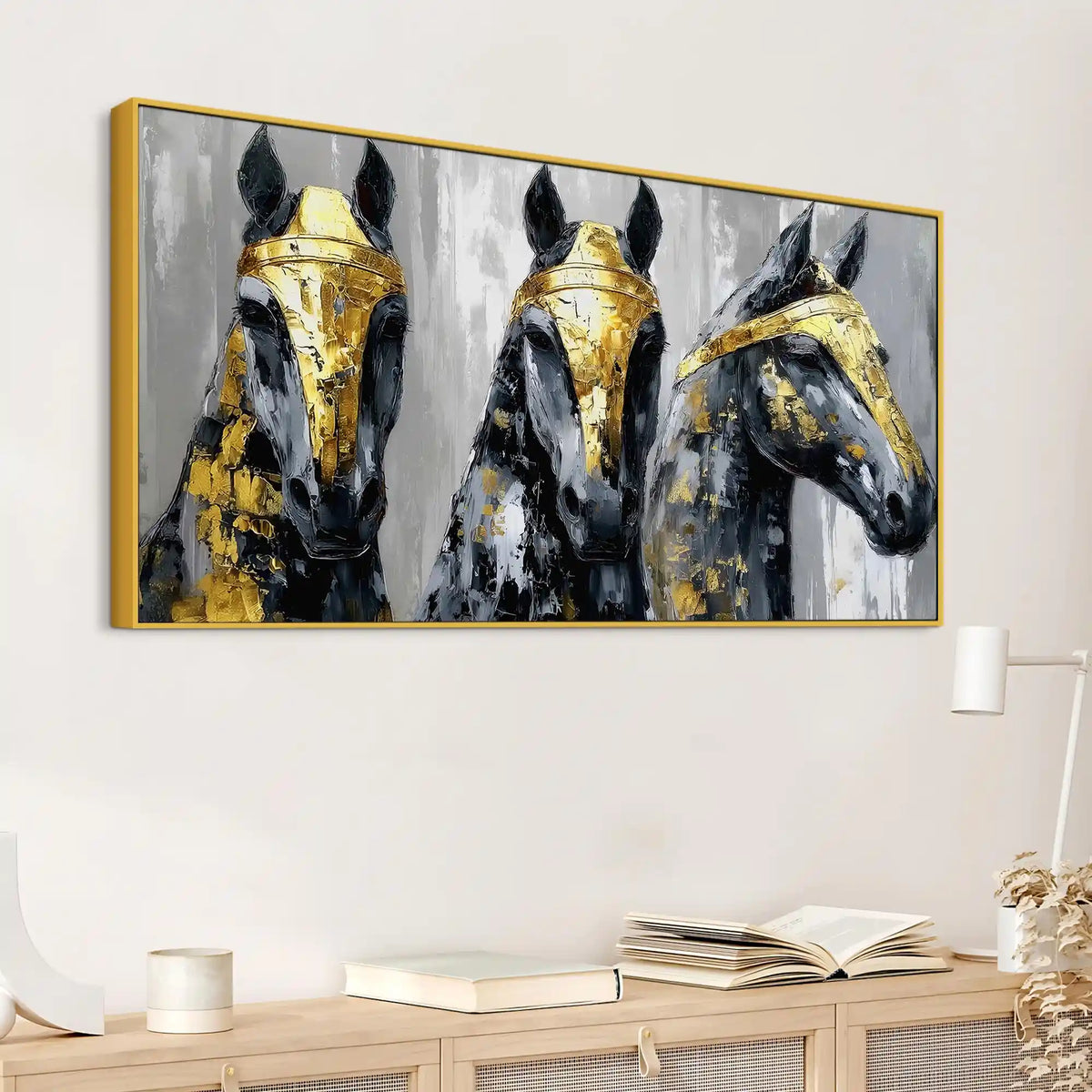 Three Horses Abstract Wall Canvas Painting