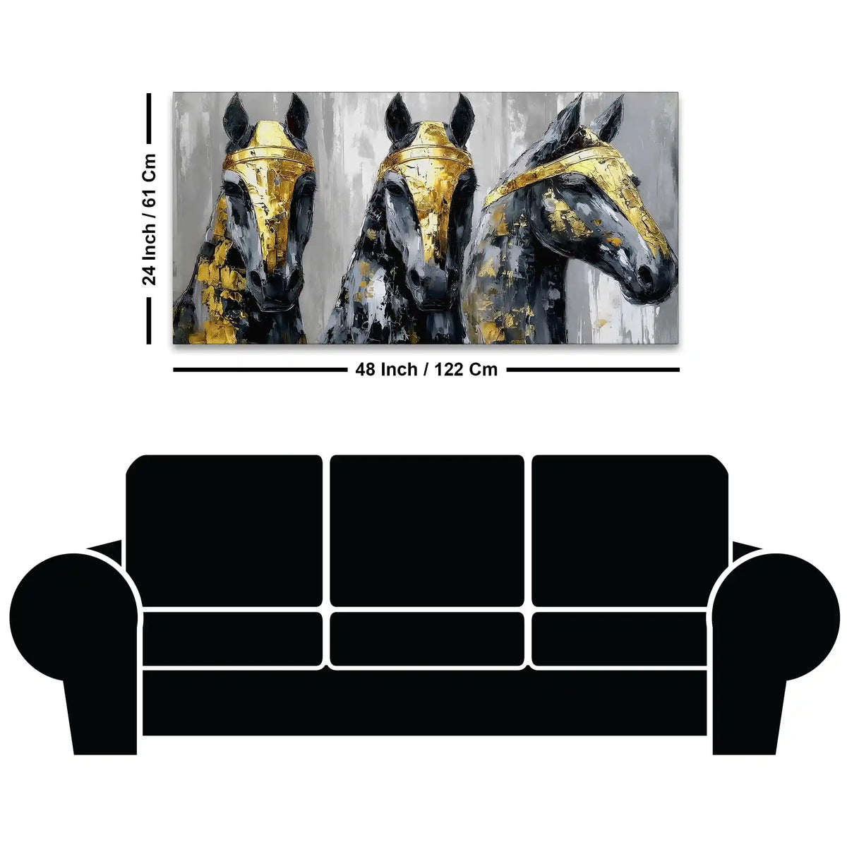 Three Horses Abstract Wall Canvas Painting