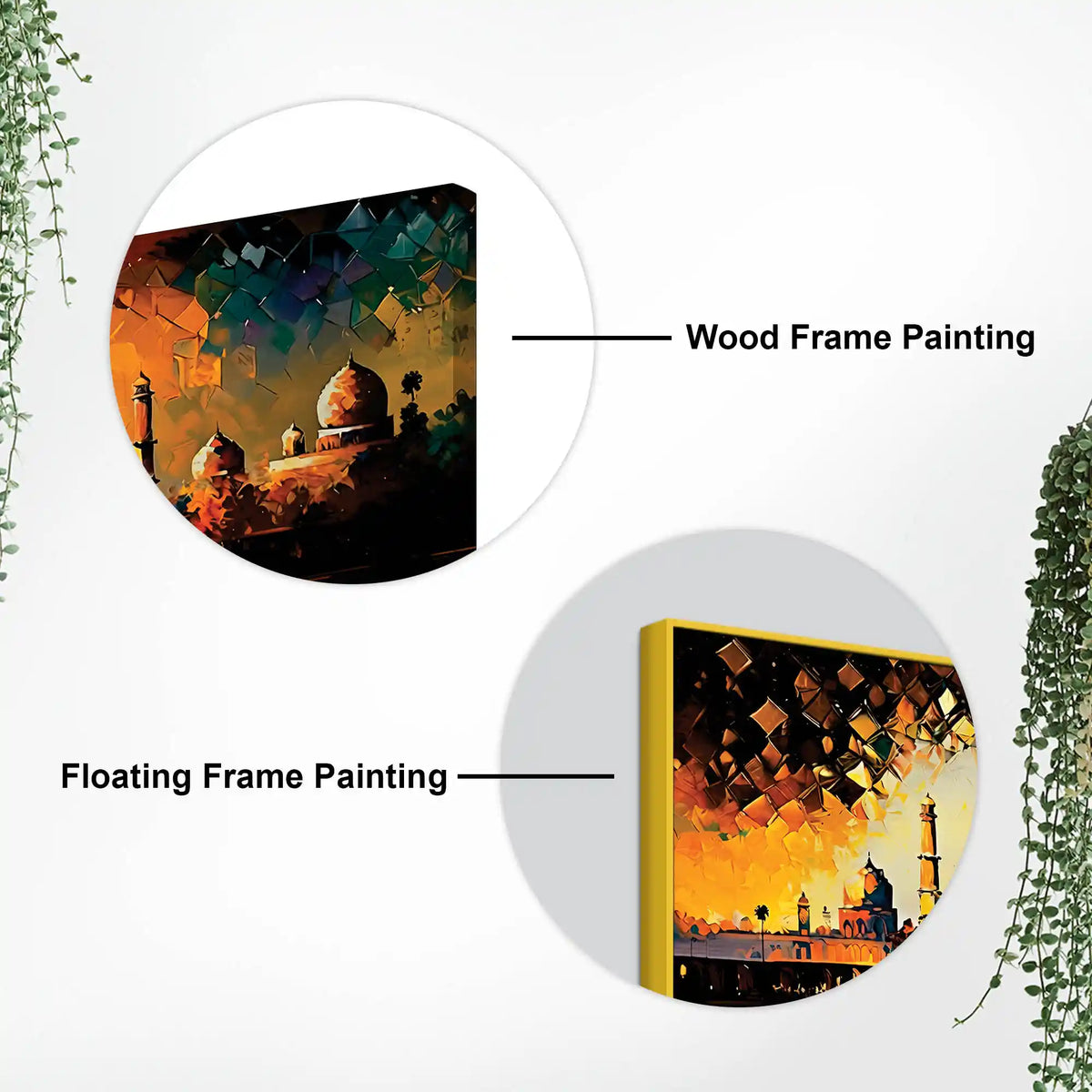 Timeless Beauty of the Taj Mahal in Radiant Sunset Glow Abstract Canvas Wall Painting