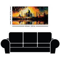 Timeless Beauty of the Taj Mahal in Radiant Sunset Glow Abstract Canvas Wall Painting