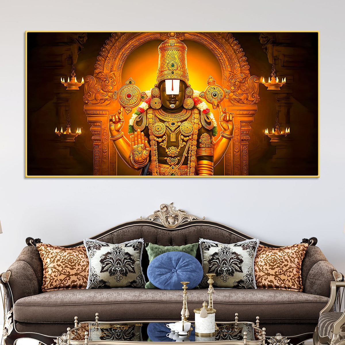 Traditional Balaji Canvas Wall Painting for Mandir