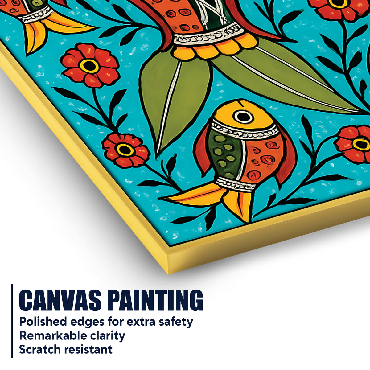 Traditional Fish Art Canvas Painting | Indian Cultural Wall Decor