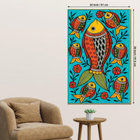 Traditional Fish Art Canvas Painting | Indian Cultural Wall Decor