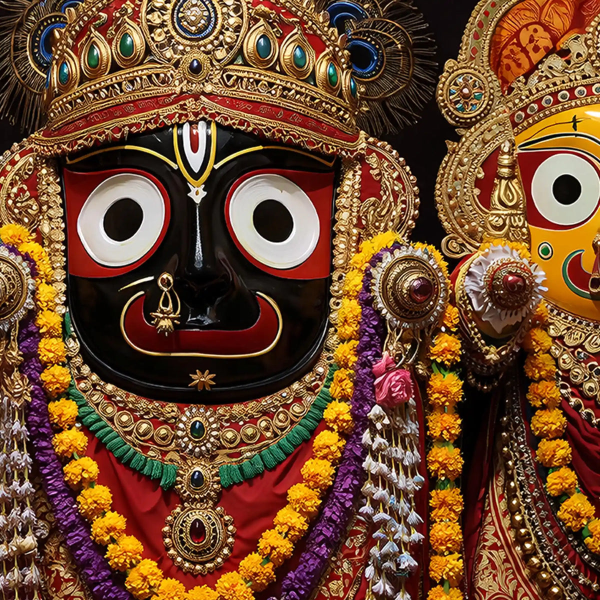 Traditional Hindu God Jagannath Crystal Glass Painting