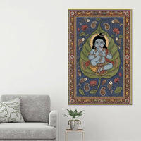 Traditional Indian Bal Gopal Krishna Canvas Painting