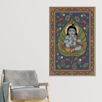 Traditional Indian Bal Gopal Krishna Canvas Painting