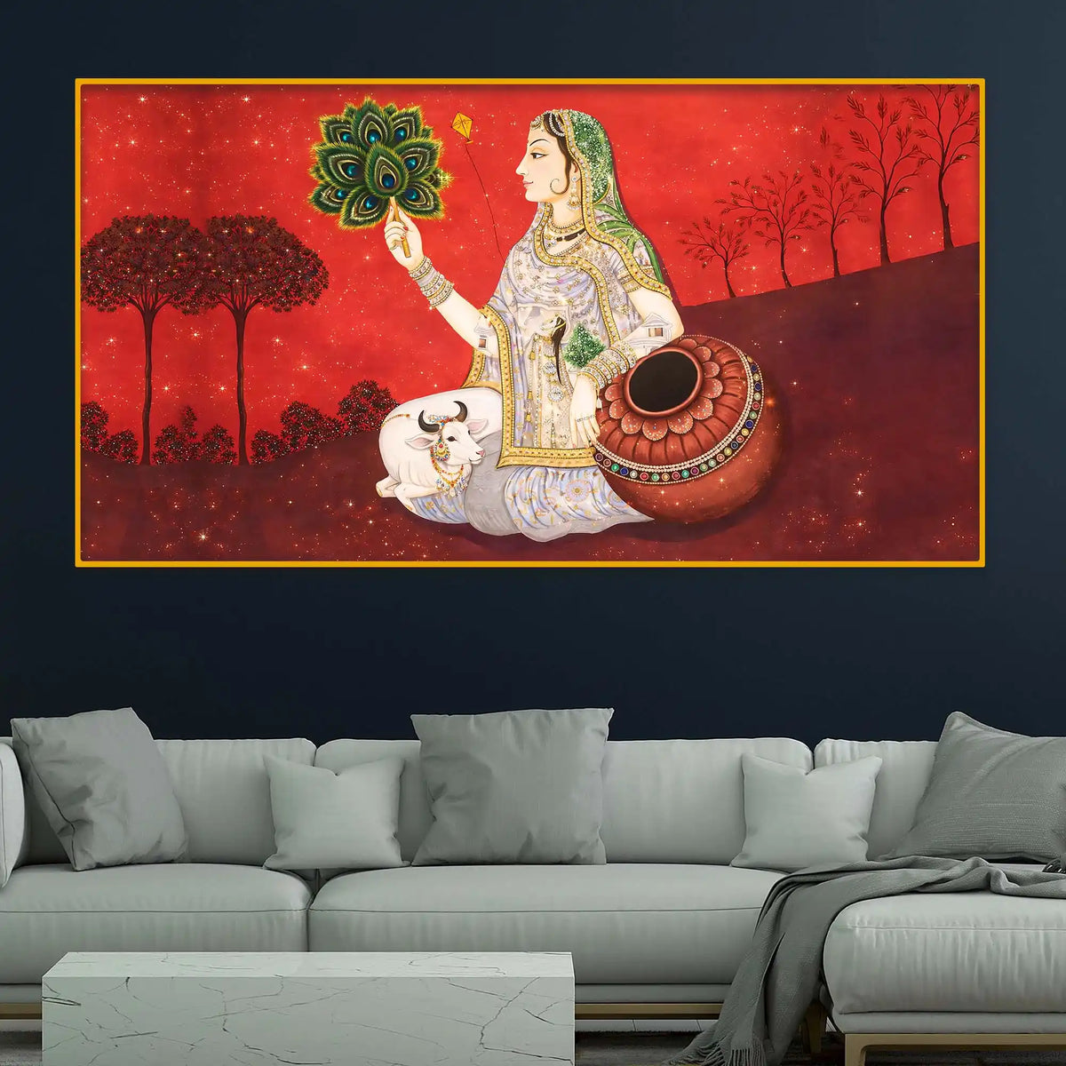 Traditional Indian Culture Crystal Glass Wall Painting