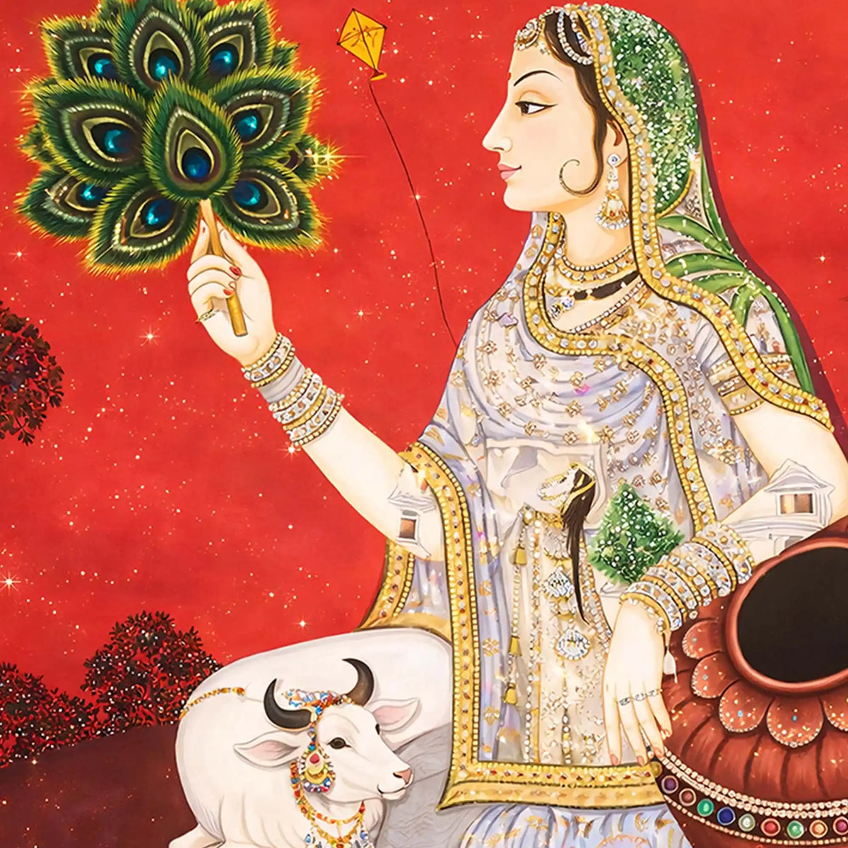 Traditional Indian Culture Crystal Glass Wall Painting