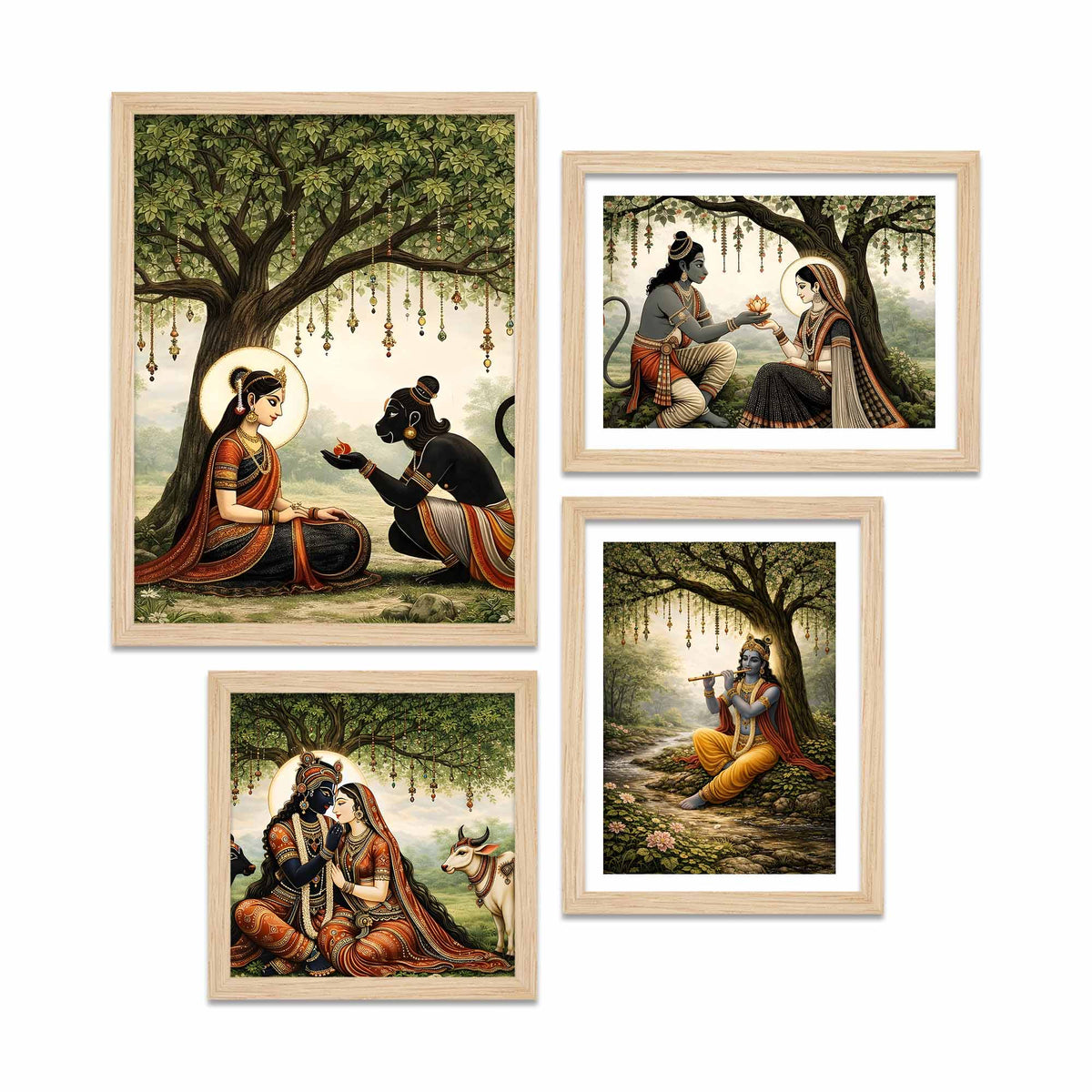 Traditional Indian Devotional Wall Frame Set of Four