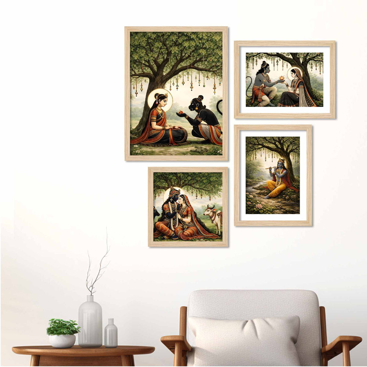 Traditional Indian Devotional Wall Frame Set of Four
