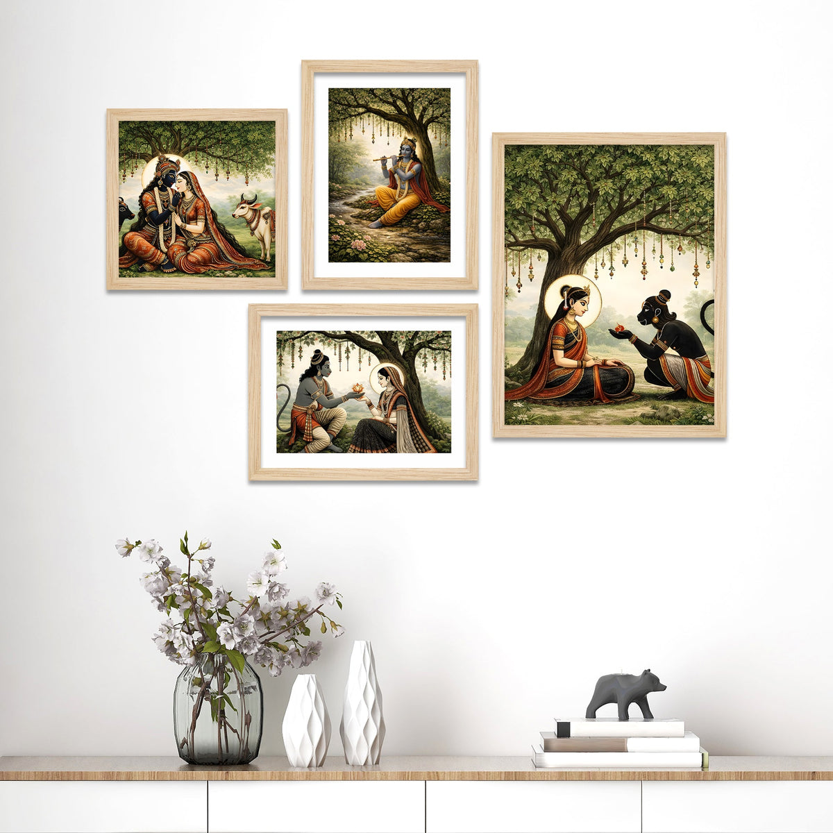 Traditional Indian Devotional Wall Frame Set of Four