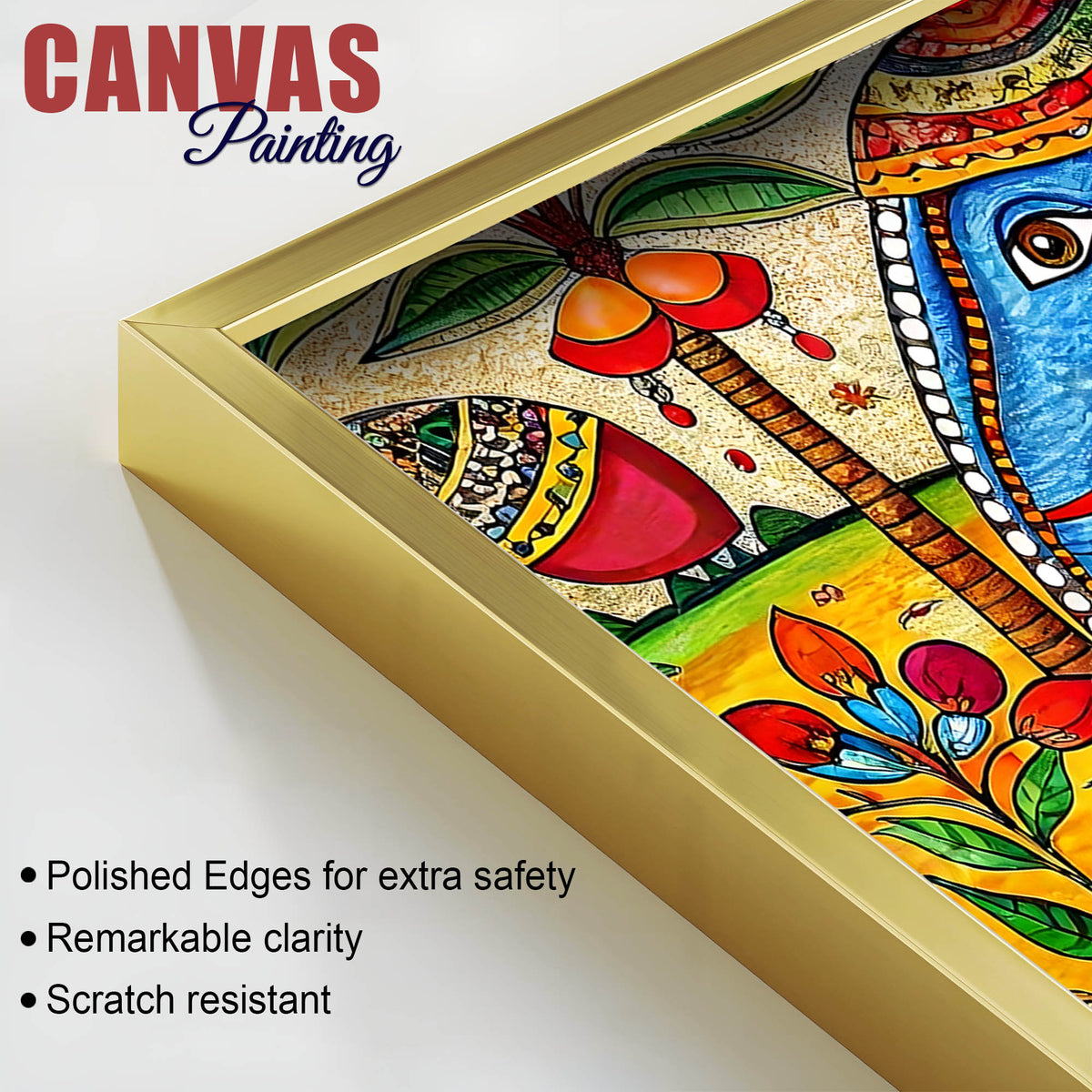 Traditional Indian Elephant Canvas Madhubani Wall Art Painting