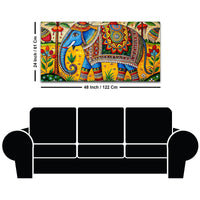 Traditional Indian Elephant Canvas Madhubani Wall Art Painting
