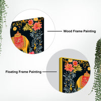 Traditional Indian Elephant Canvas Painting | Ethnic Floral Wall Painting