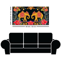 Traditional Indian Elephant Canvas Painting | Ethnic Floral Wall Painting