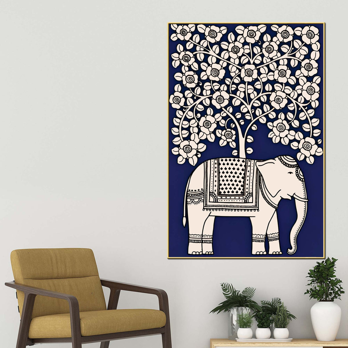 Traditional Indian Elephant Canvas Wall Painting | Modern Ethnic Décor