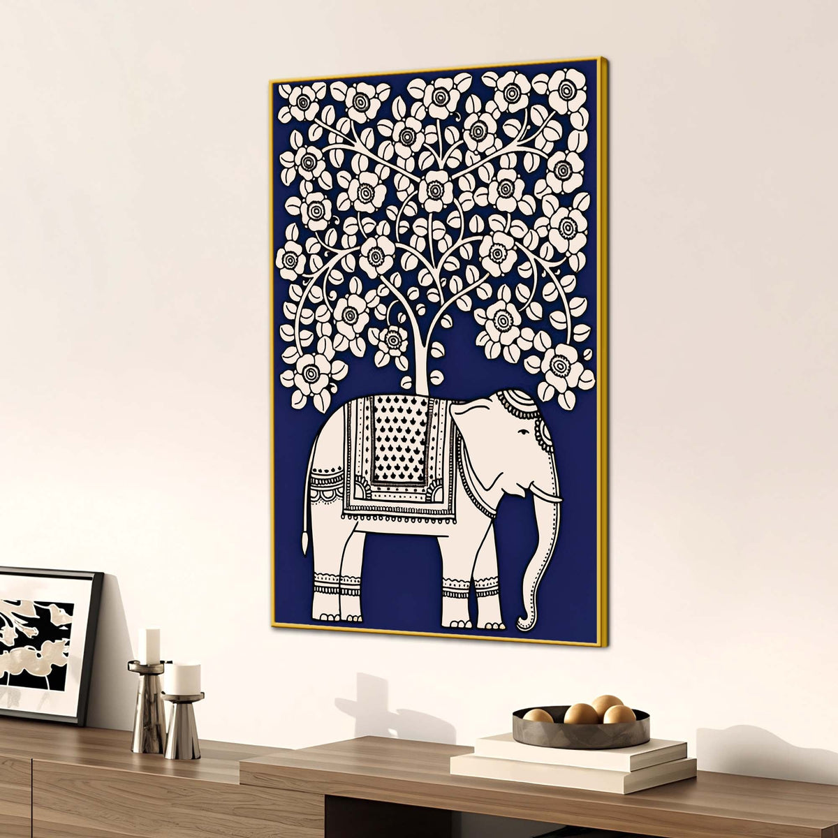 Traditional Indian Elephant Canvas Wall Painting | Modern Ethnic Décor