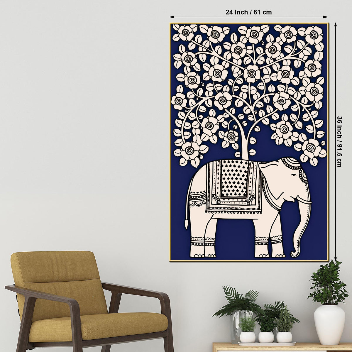 Traditional Indian Elephant Canvas Wall Painting | Modern Ethnic Décor