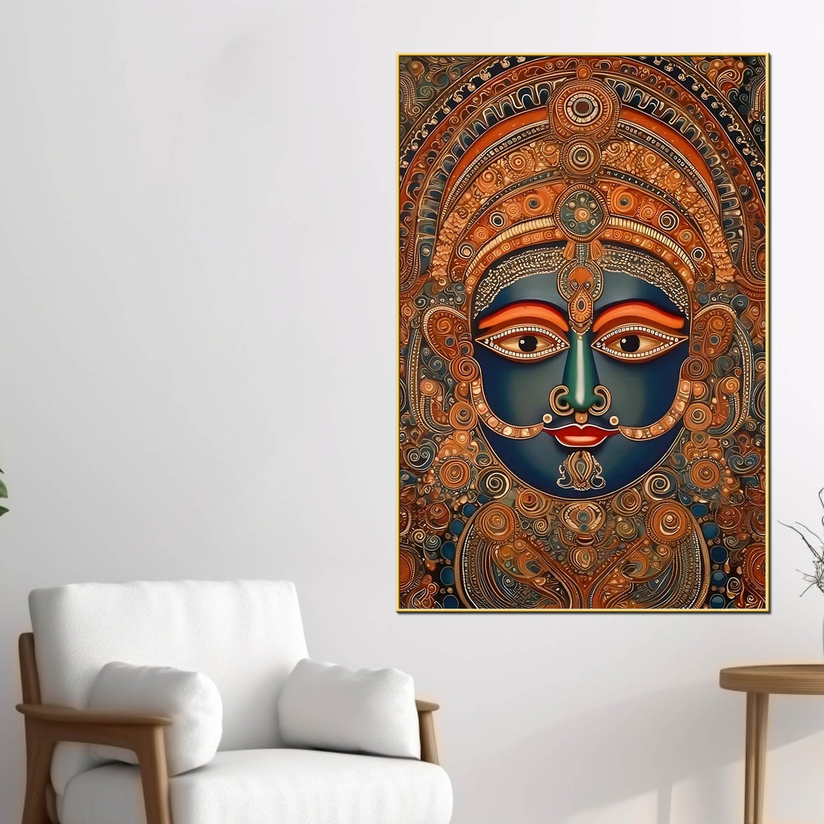 Traditional Indian Goddess Face Canvas Wall Painting