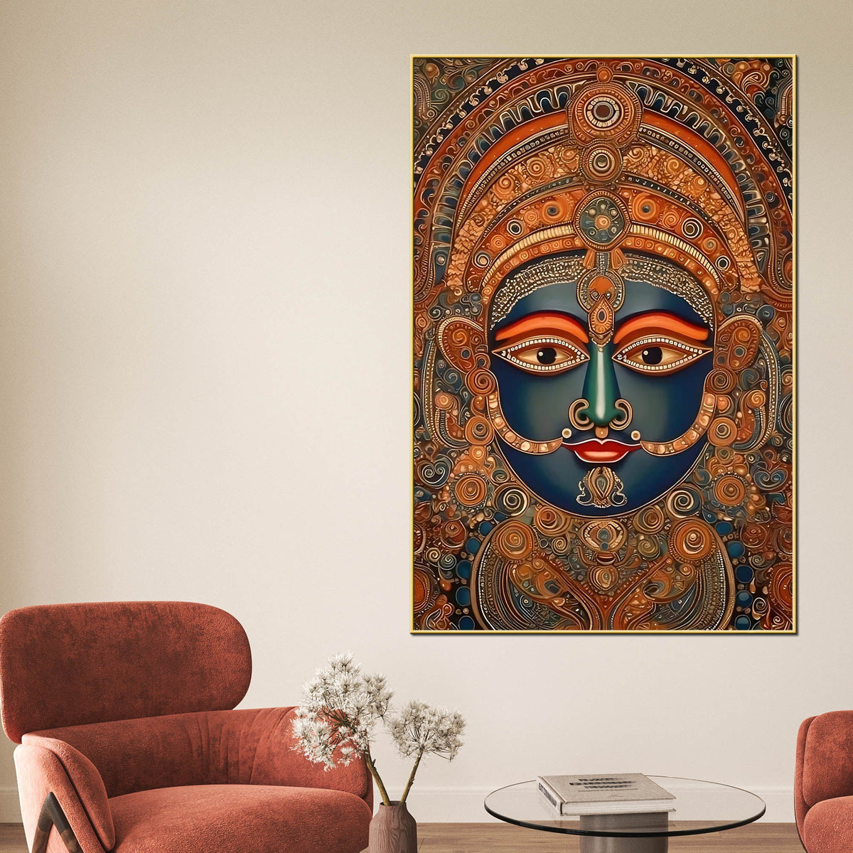 Traditional Indian Goddess Face Canvas Wall Painting