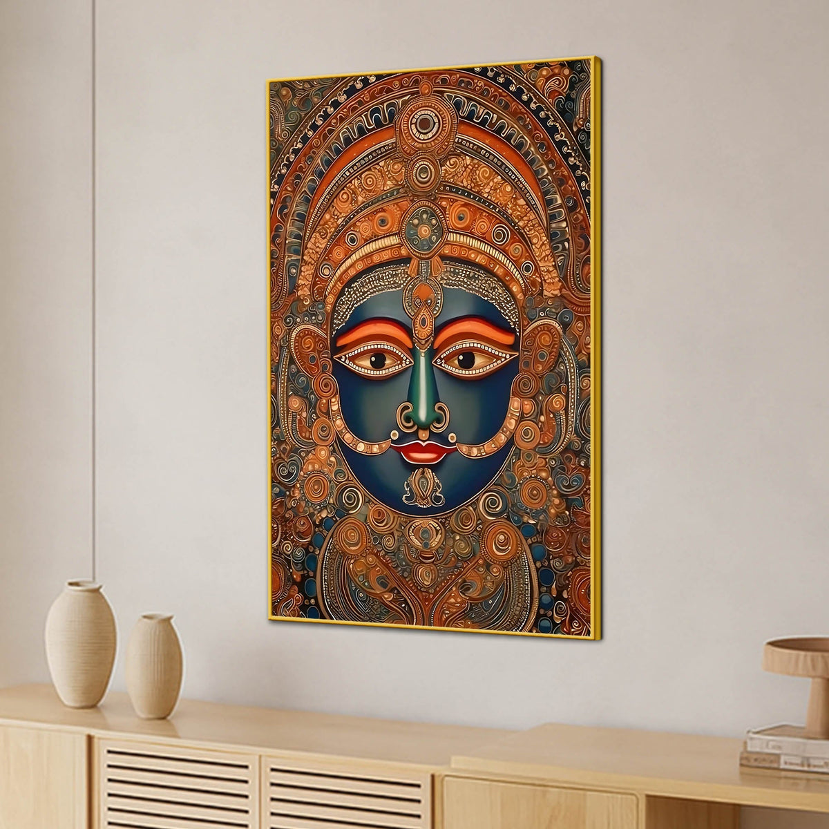 Traditional Indian Goddess Face Canvas Wall Painting