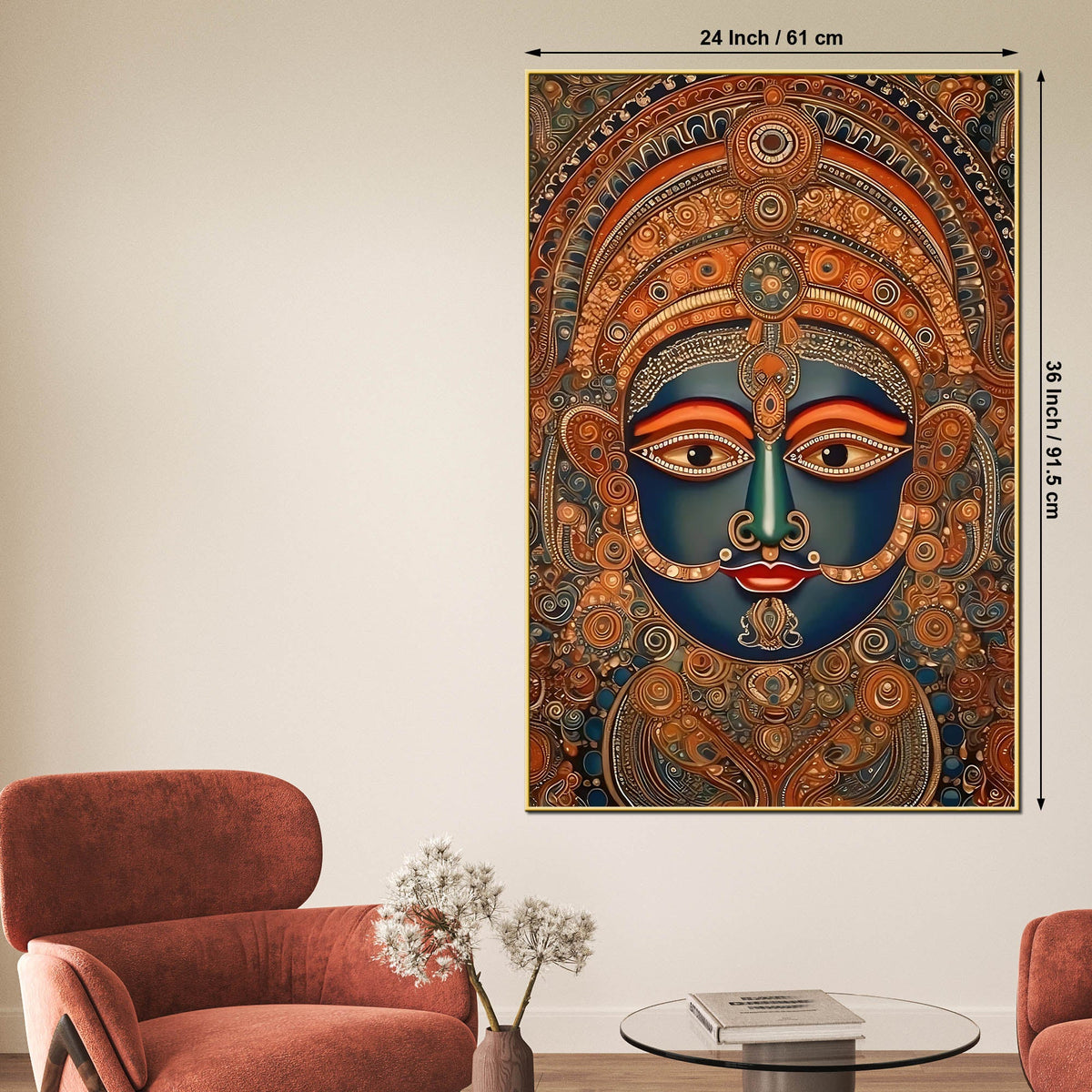 Traditional Indian Goddess Face Canvas Wall Painting