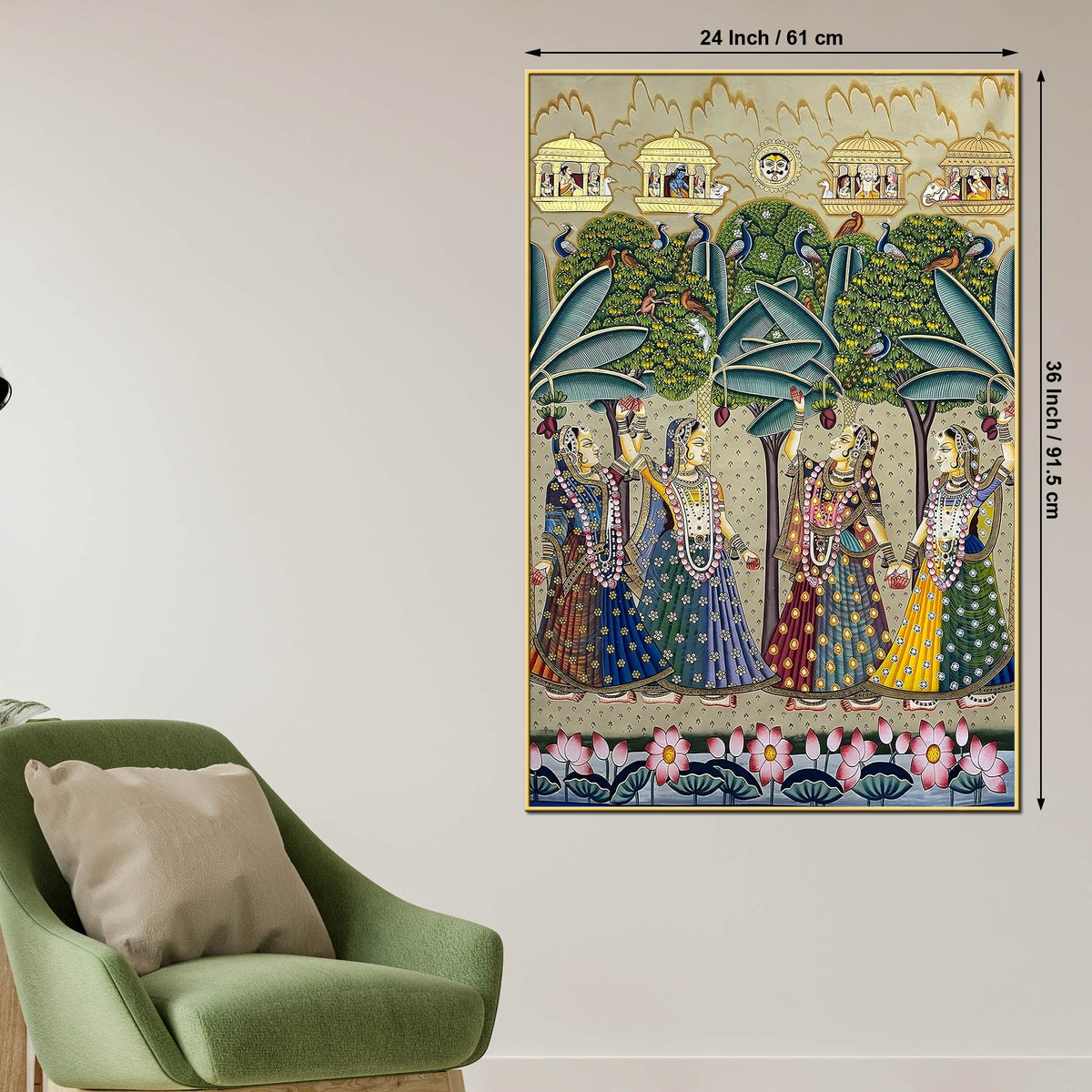Traditional Indian Gopis Dance Scene Pichwai Inspired Canvas Wall Painting
