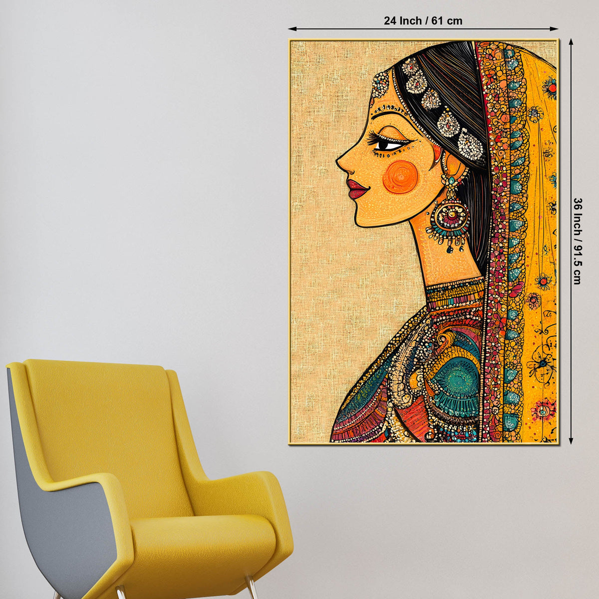 Traditional Indian Lady Side Profile Canvas Wall Painting