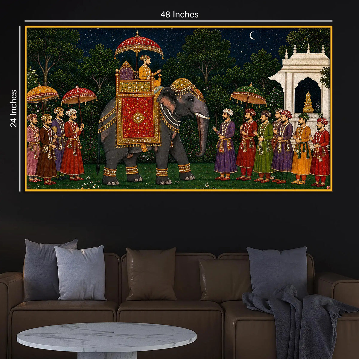 Traditional Indian Royal Procession Floating Frame Crystal Wall Painting