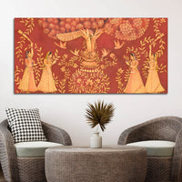 Traditional Indian Sacred Tree Canvas Wall Painting – Sacred Tree Décor