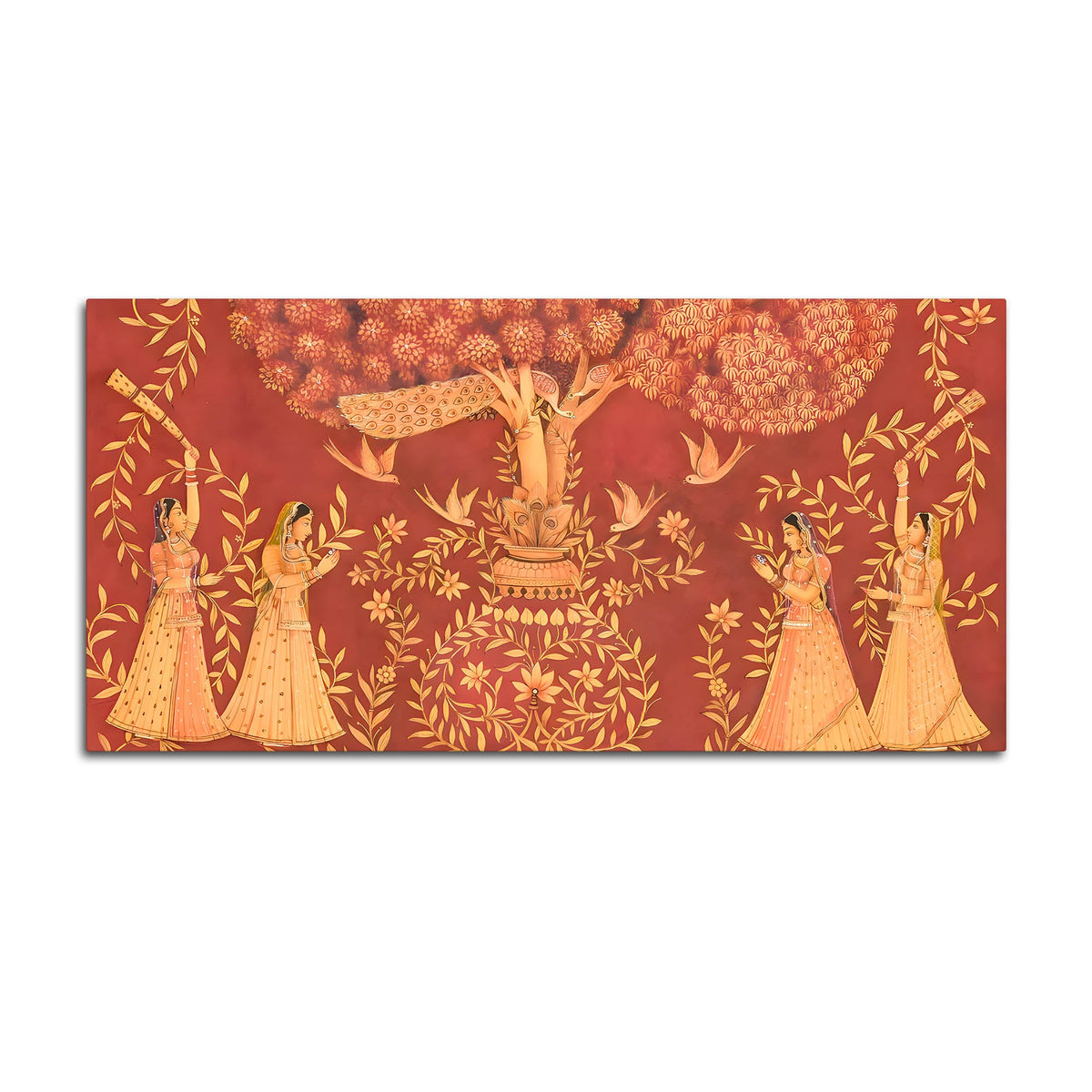Traditional Indian Sacred Tree Canvas Wall Painting – Sacred Tree Décor