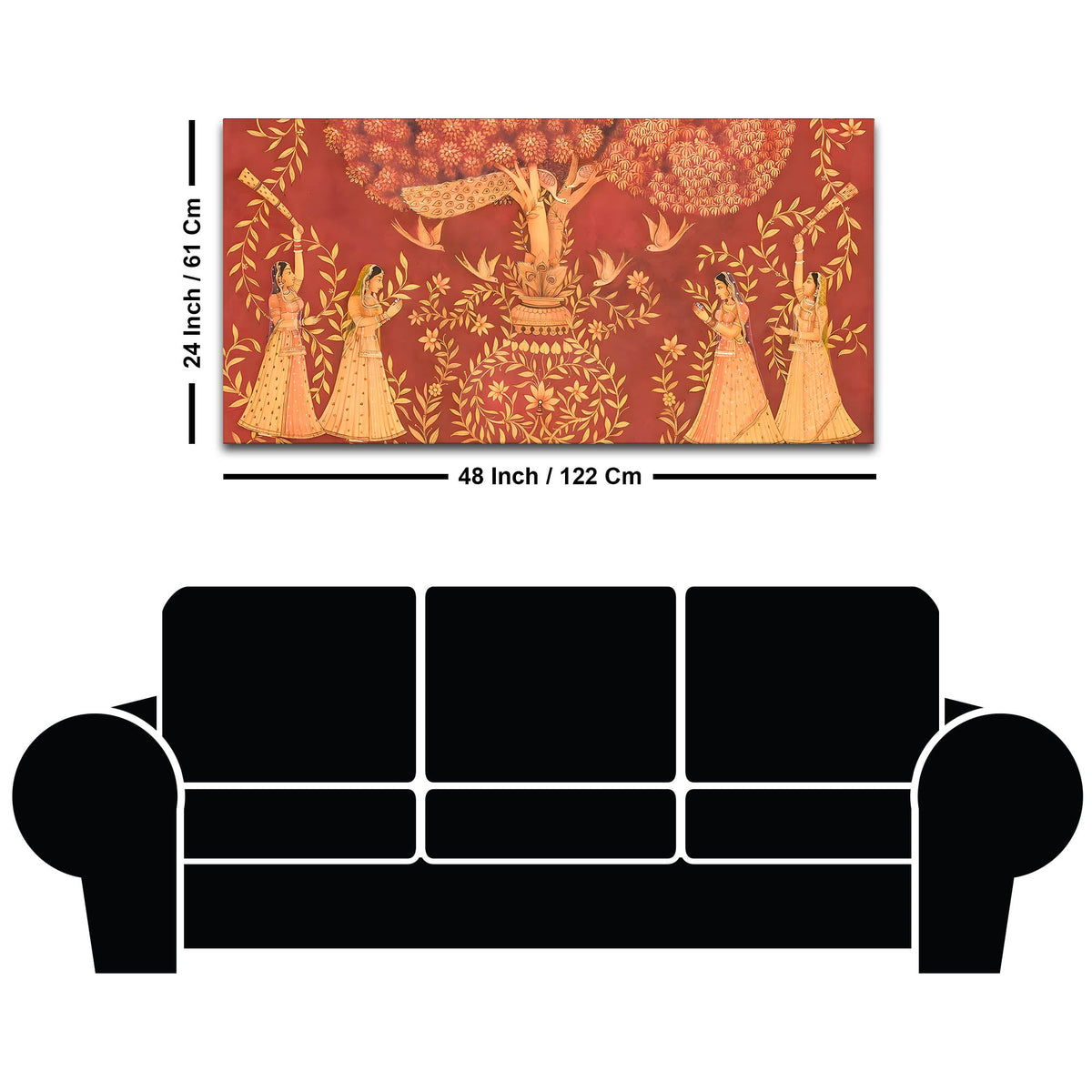 Traditional Indian Sacred Tree Canvas Wall Painting – Sacred Tree Décor