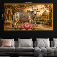 Traditional Kamdhenu Floating Frame Crystal Wall Painting