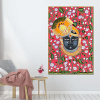 Traditional Lord Shrinath Ji Folk Art Canvas Wall Painting