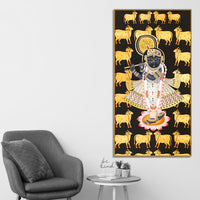 Traditional Lord Shrinathji Canvas Wall Painting | Indian Religious Wall Décor Art