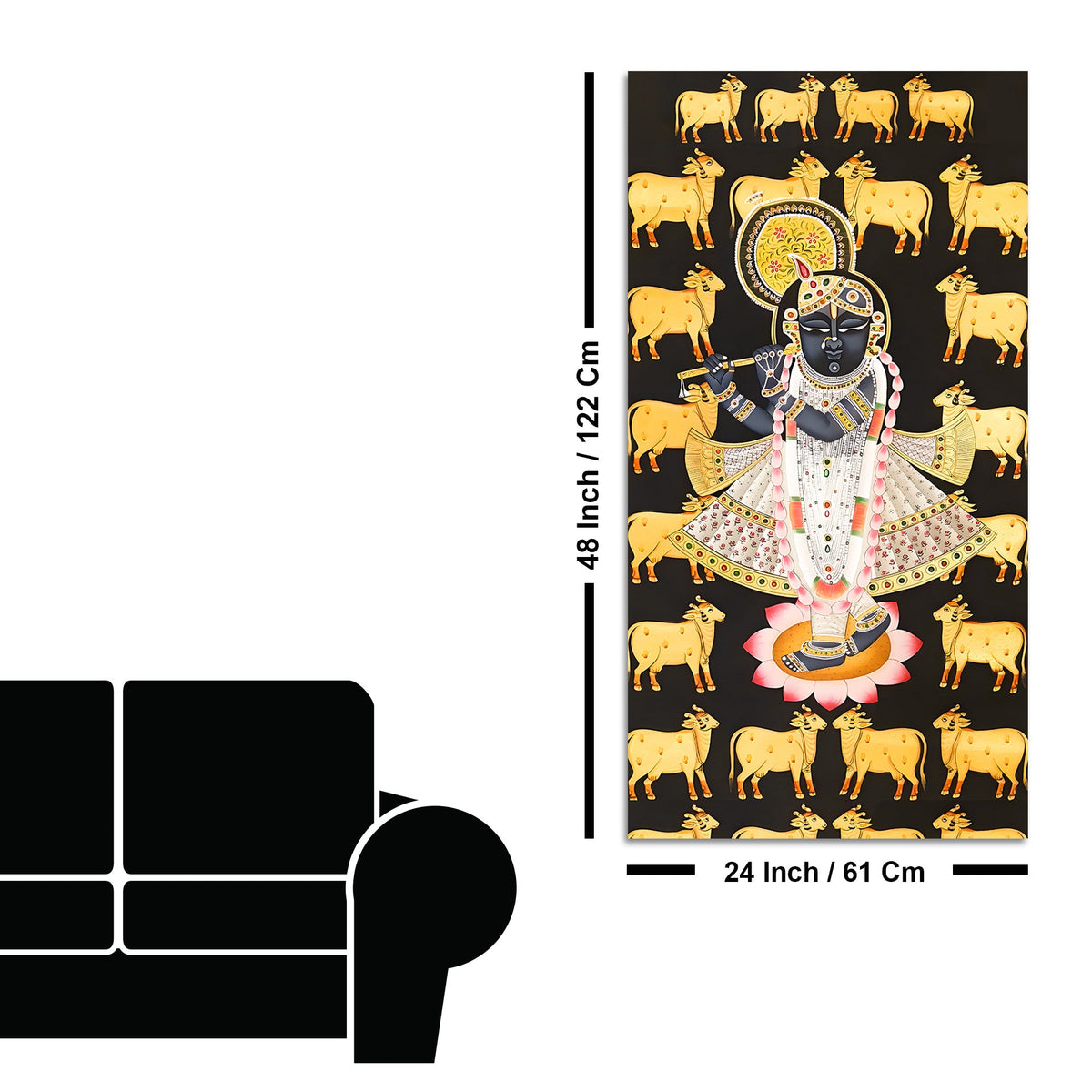 Traditional Lord Shrinathji Canvas Wall Painting | Indian Religious Wall Décor Art