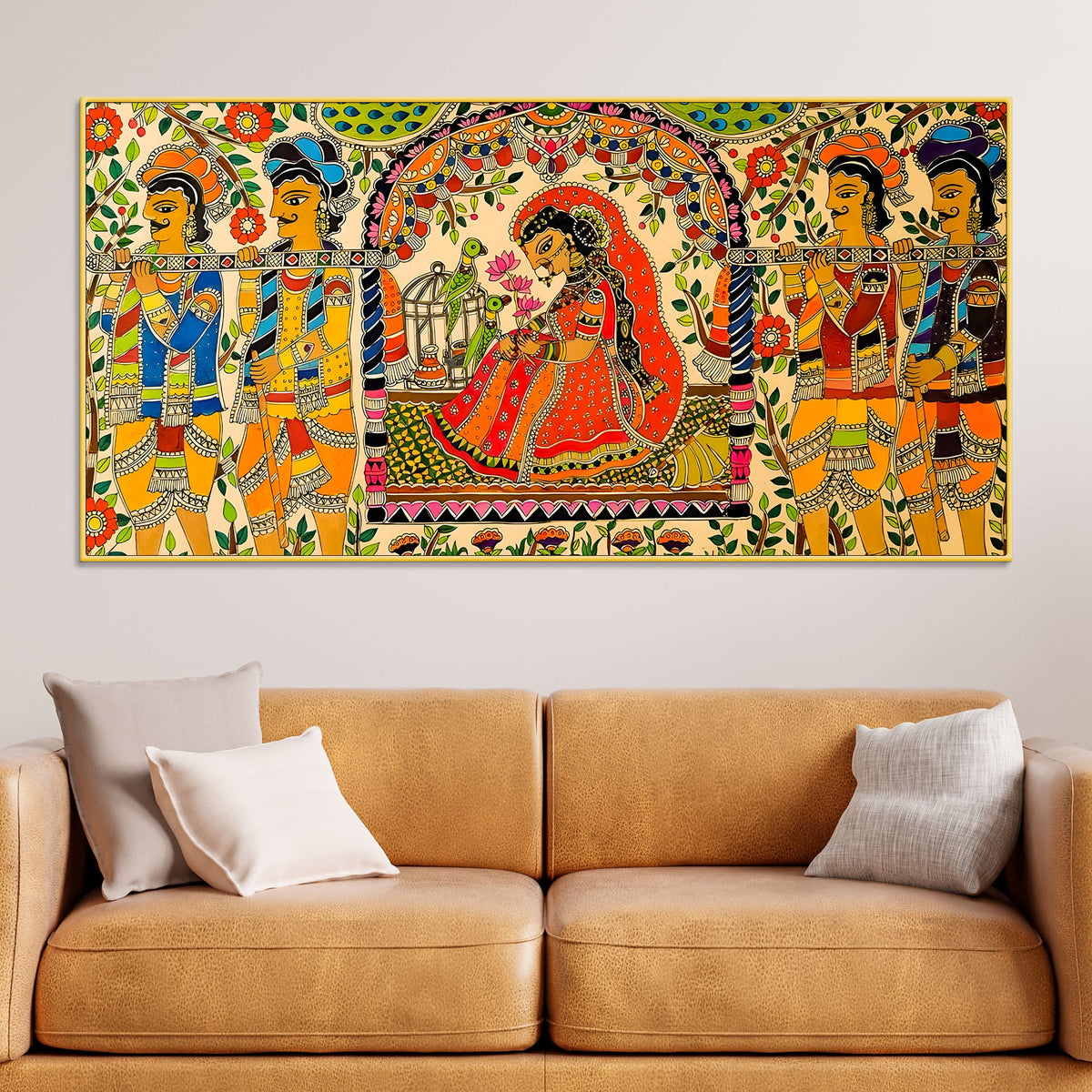 Traditional Madhubani Bride Painting | Royal Wedding Scene Art