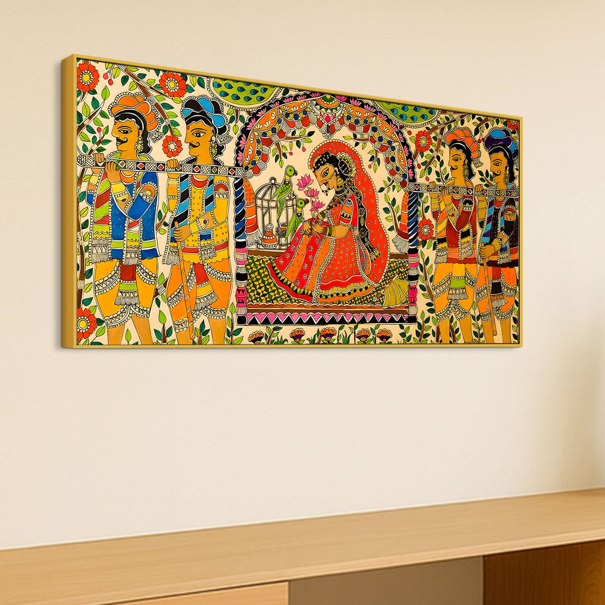 Traditional Madhubani Bride Painting | Royal Wedding Scene Art