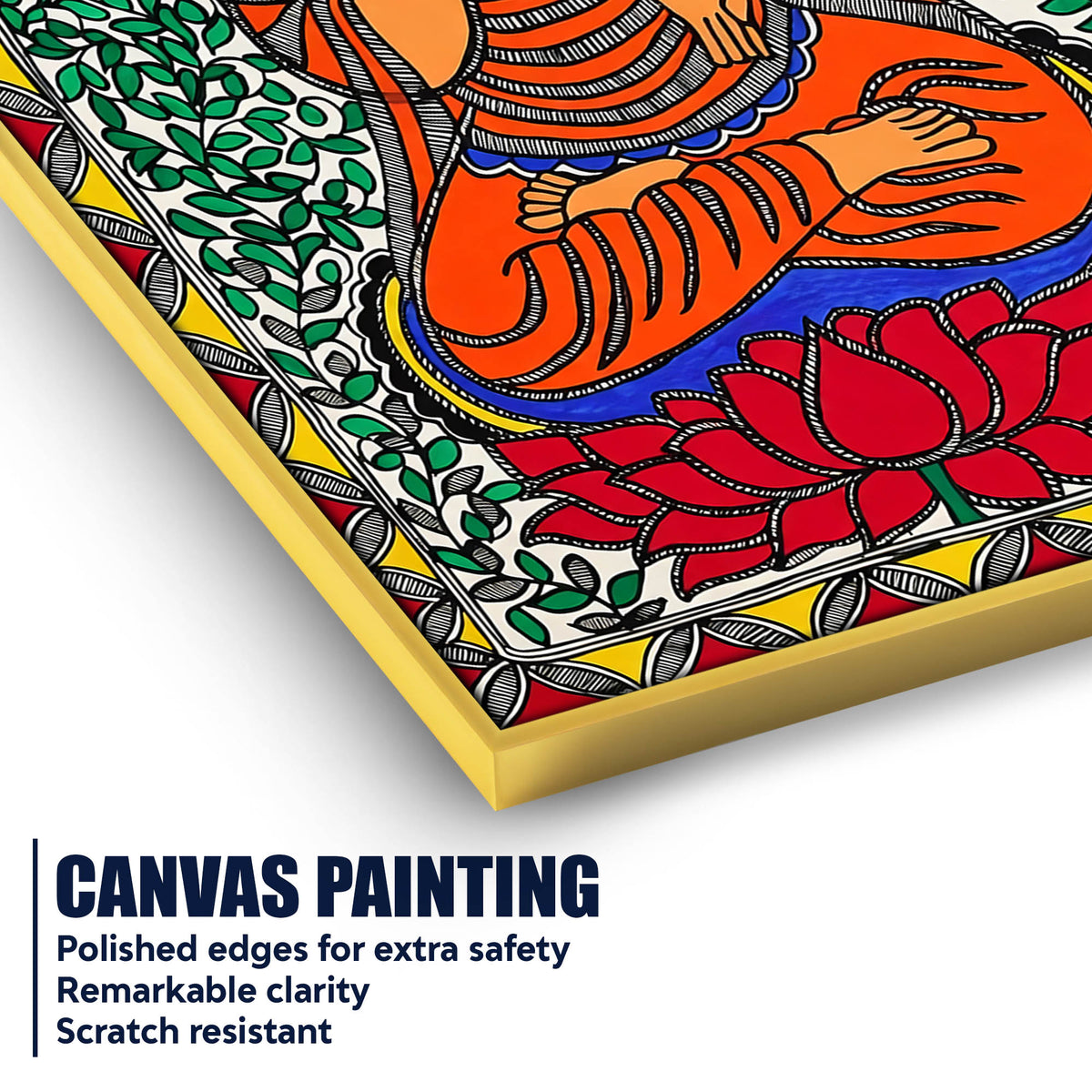 Traditional Madhubani Buddha Canvas Painting