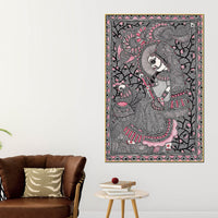 Traditional Madhubani Woman Canvas Painting